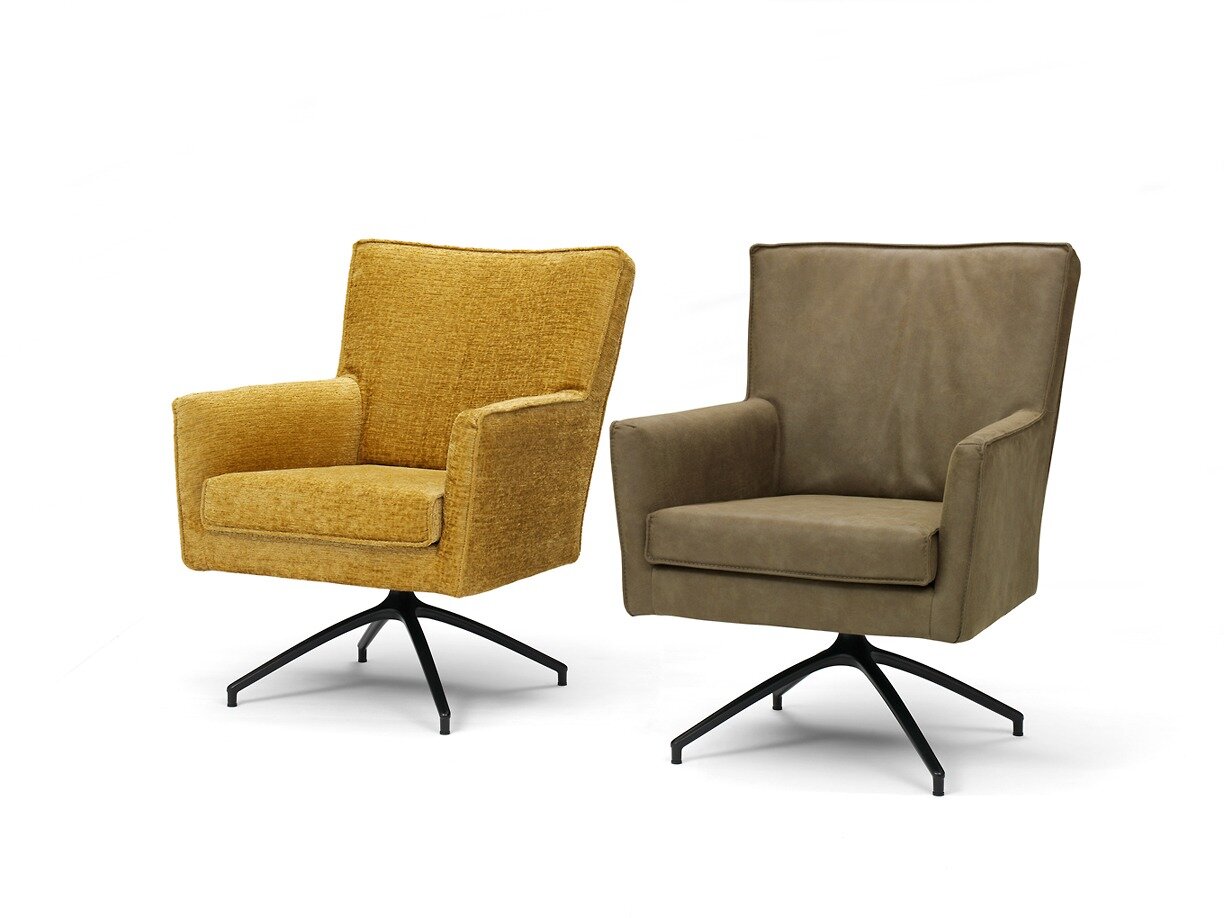 Teakea Achill fauteuil met draaipoot of vaste poot, moderne designfauteuil in stof of leder – stijlvol en comfortabel

