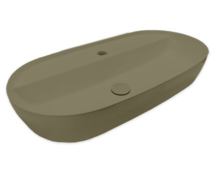 Blinq Couleur opzetwastafel 75x38x15cm ovaal met kraangat - Woud