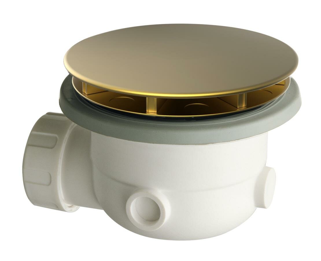 Xenz douchebakafvoer 90mm messing goud geborsteld
