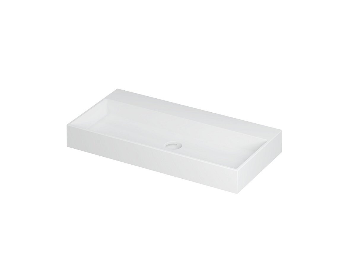 Elegante wastafel in porselein met clickplug en verdekt overloop systeem