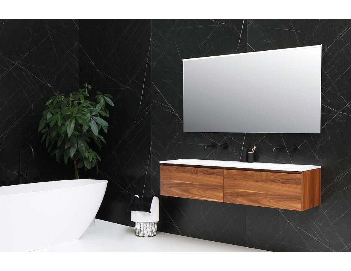 FAKTOR Wastafel in polystone | 160 x 45 x 1,5 wasbak dubbel