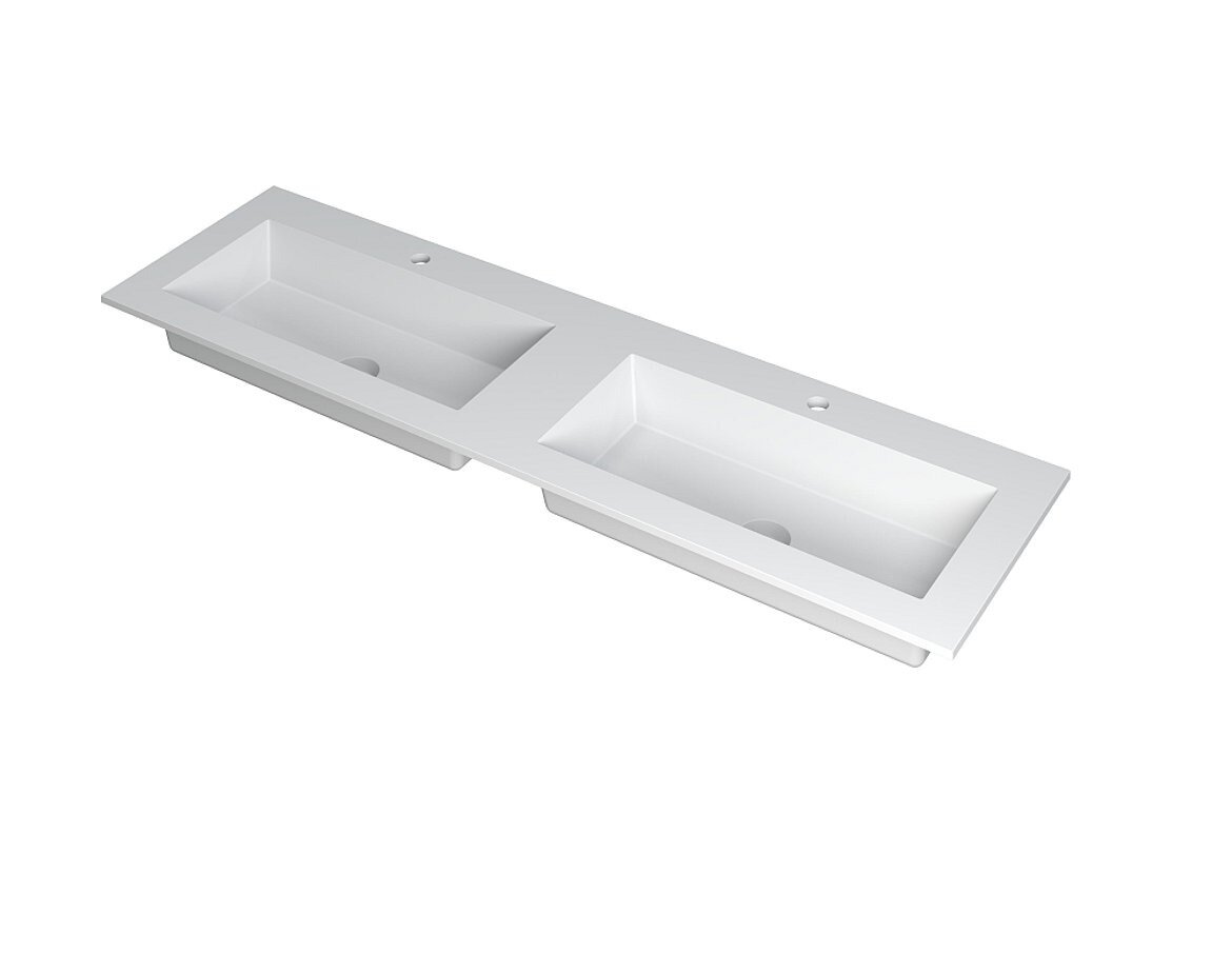KRAFT Wastafel dubbele wasbak polystone/quartz | Incl. open plug | 140 x 45 x 1