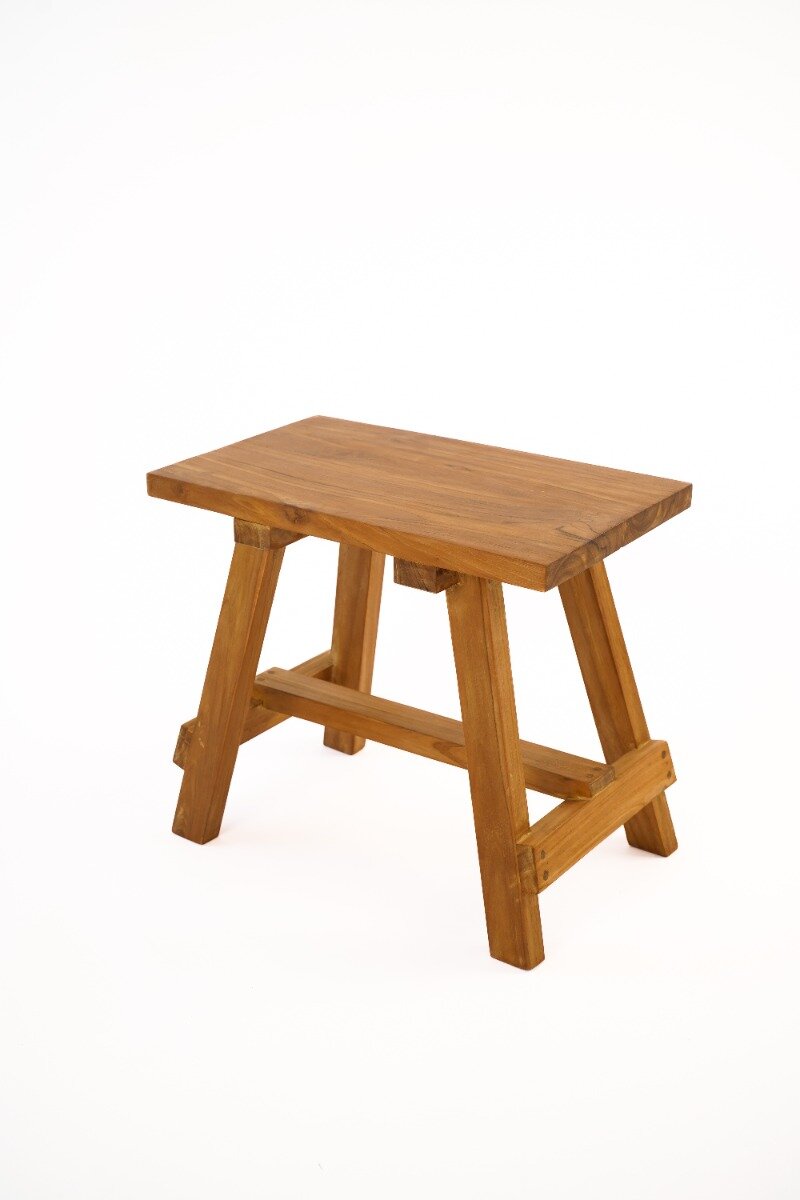 Teak Solid krukje met gesloten zitting, massief en stijlvol, afmetingen 50x30x45 cm