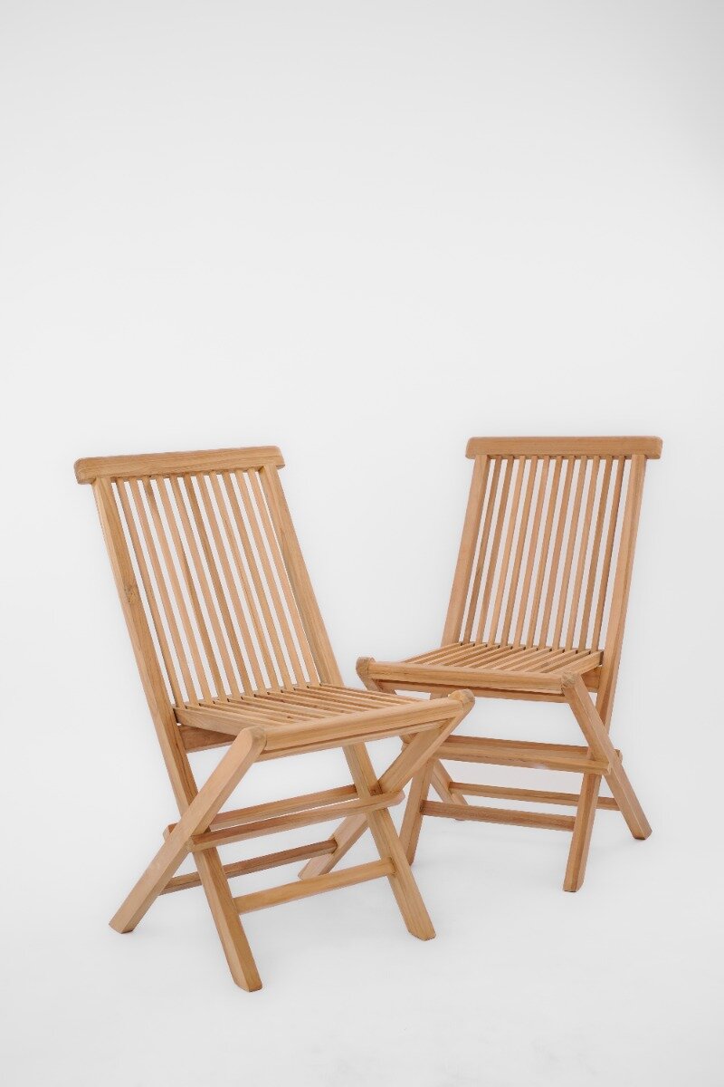 Inklapbare Teakhouten Tuinstoelen | set van Twee 