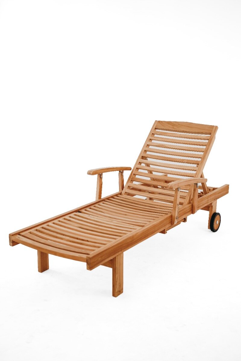 Teakhouten sunlounger