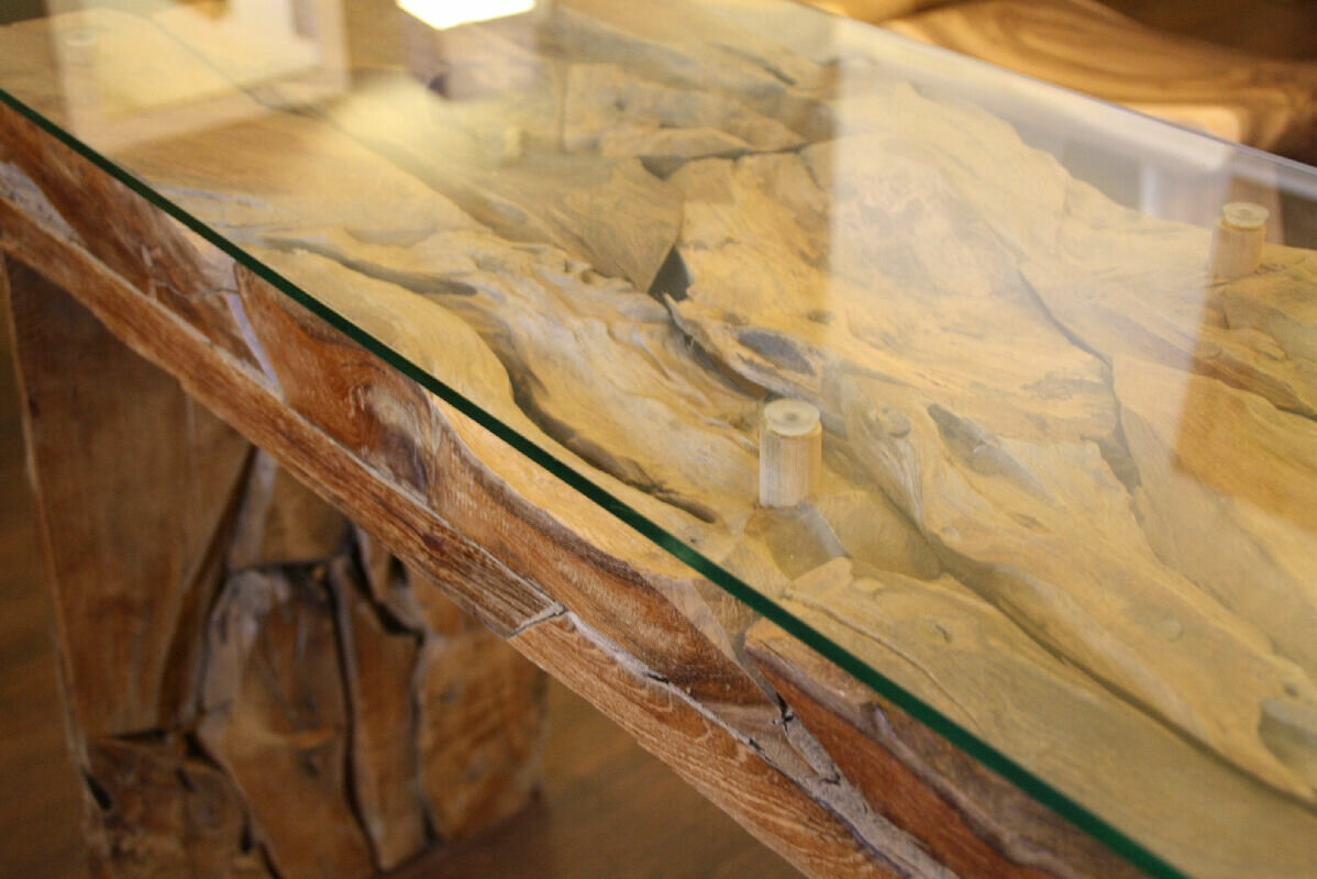 Akar | Detailfoto | Wandtafel Van Oud Teak Drijfhout | 70 x 150 x 40 cm