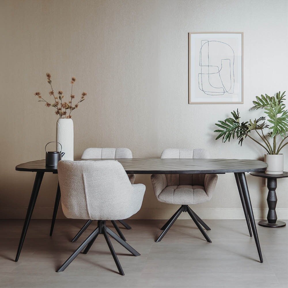 Giovanni Eettafel Vissegraad tafelblad zwart