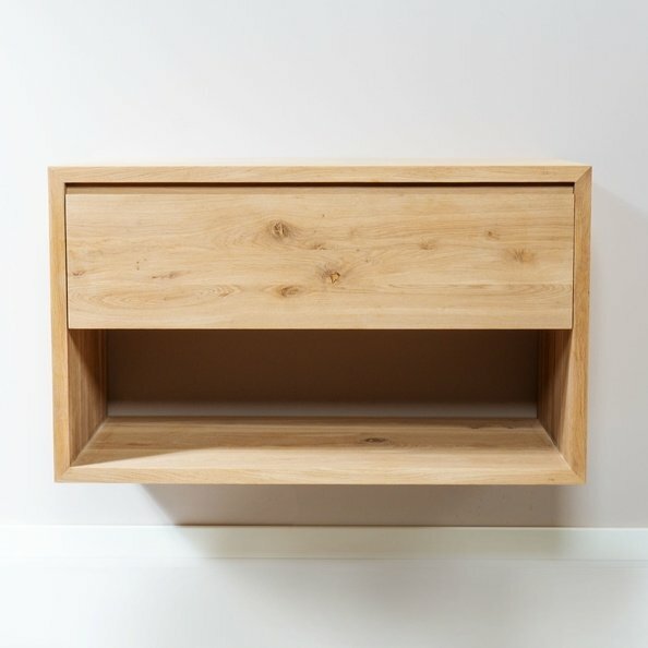 Eiken Badmeubel Zwevend met Waskom | 100 breed - T-BM-Z-100
