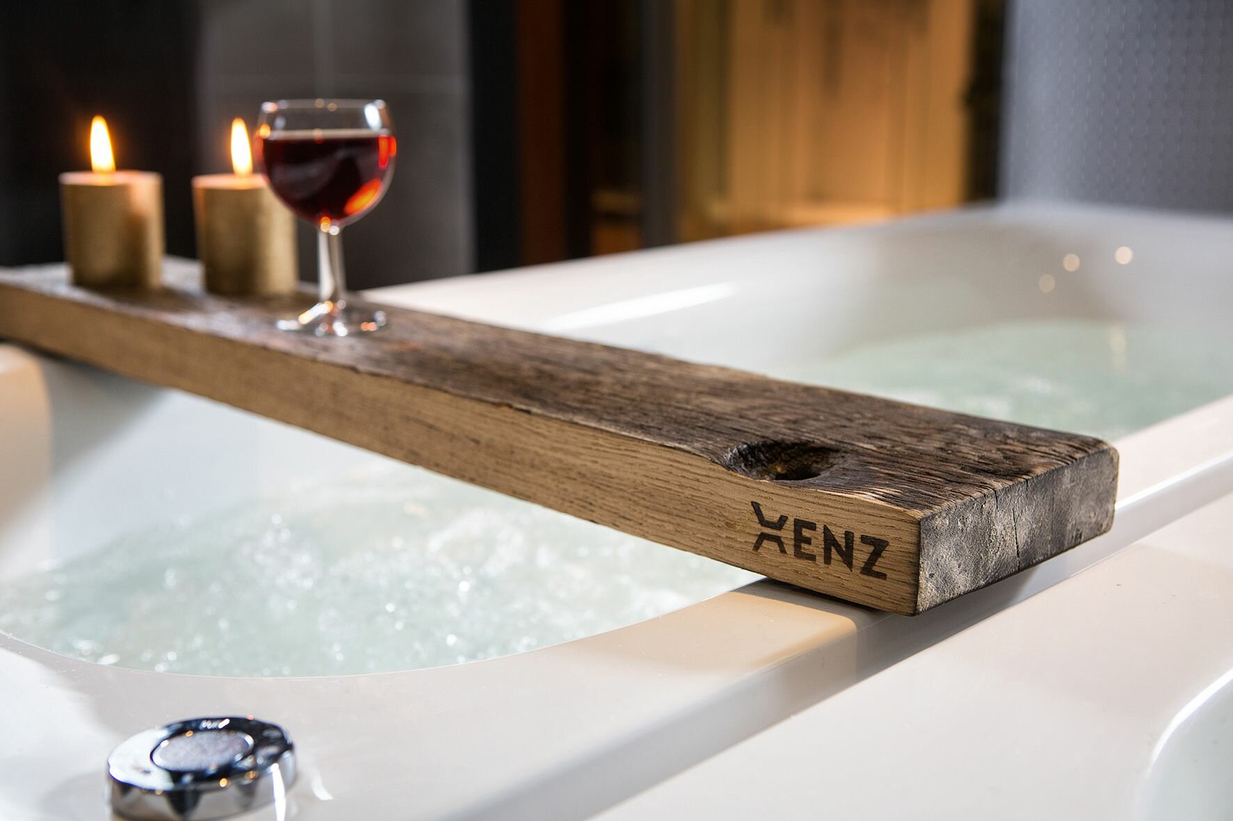 Xenz Badplank 88x15cm - geborsteld eiken wagonhout - antislip
