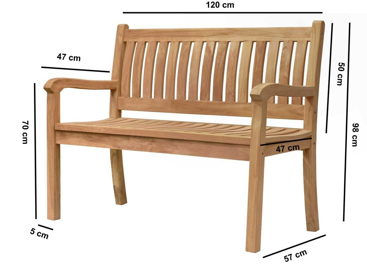 Teakea Beaufort Teakhouten Tuinbank twee Persoons - 120 breed  - 