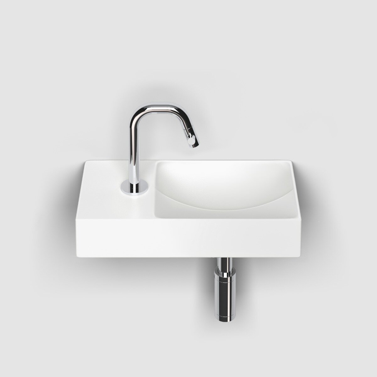Clou - Vale Fontein Links 38cm, Met Kraangat, Mat Wit Keramiek