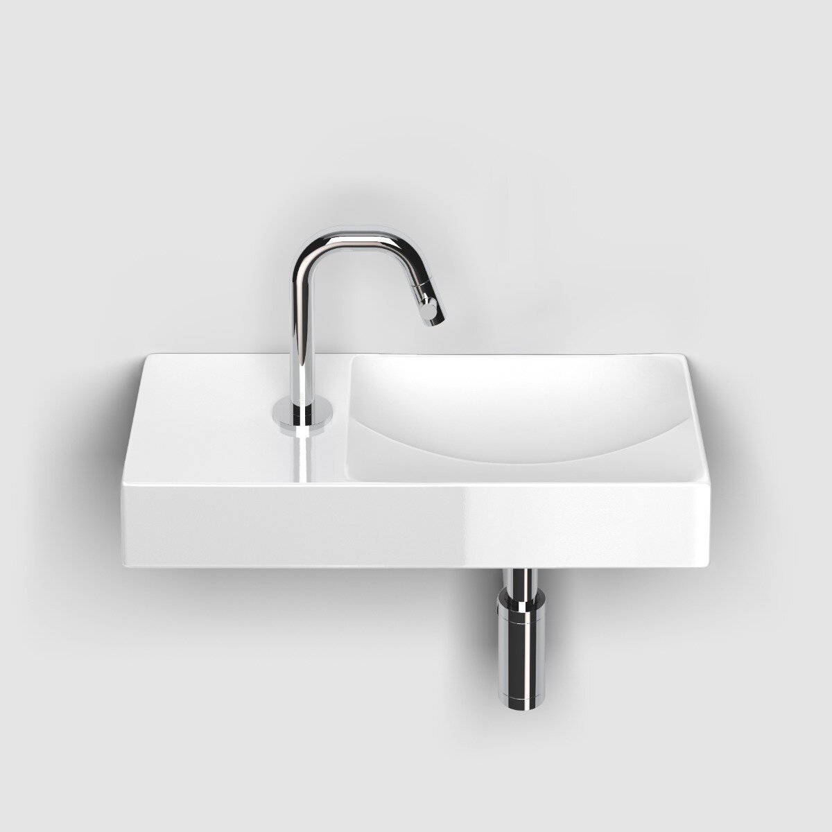 Clou - Vale Fontein Links 45cm, Met Kraangat, Glanzend Wit Keramiek