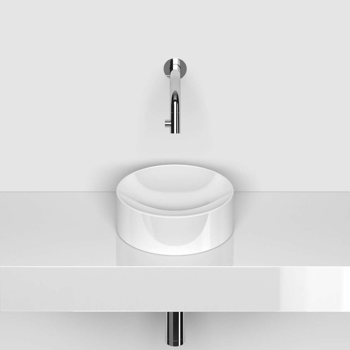 Clou - Vale Fontein, Ø22cm, Zonder Kranenbank, Glanzend Wit Keramiek