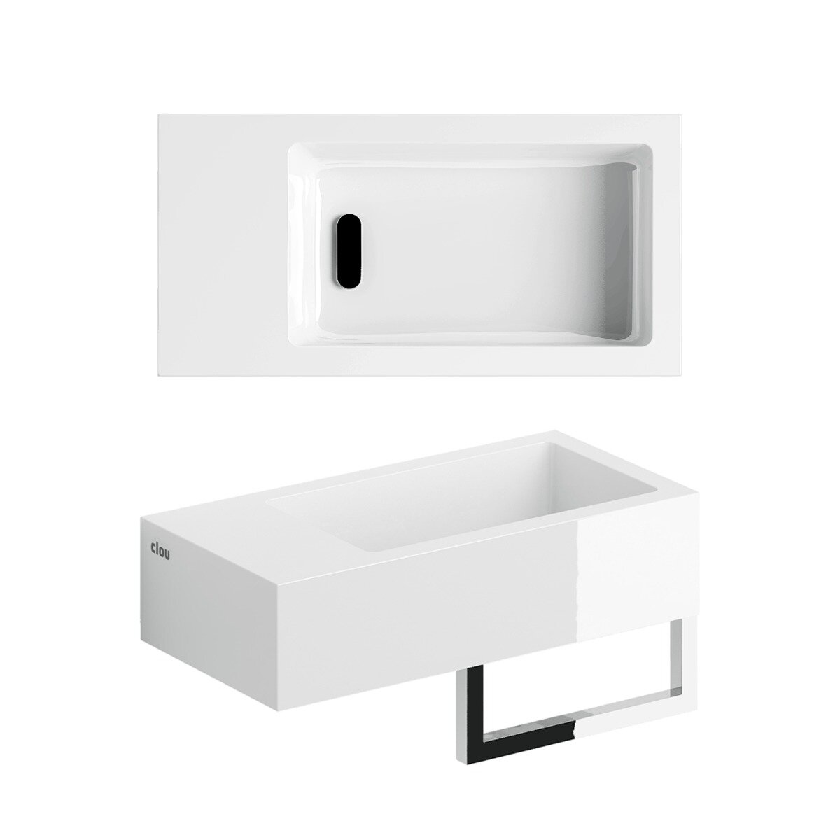  Clou Flush 3 Fontein Links 36cm - Handdoekhouder - Glanzend Wit
