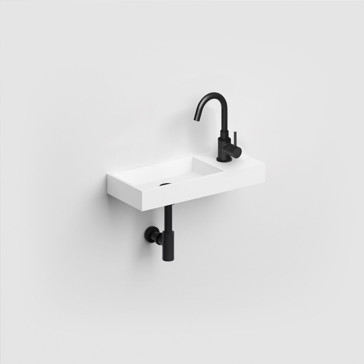 Clou - Mini Wash Me Fontein 45cm, Met Voorbewerkt Kraangat, Mat Wit Aluite