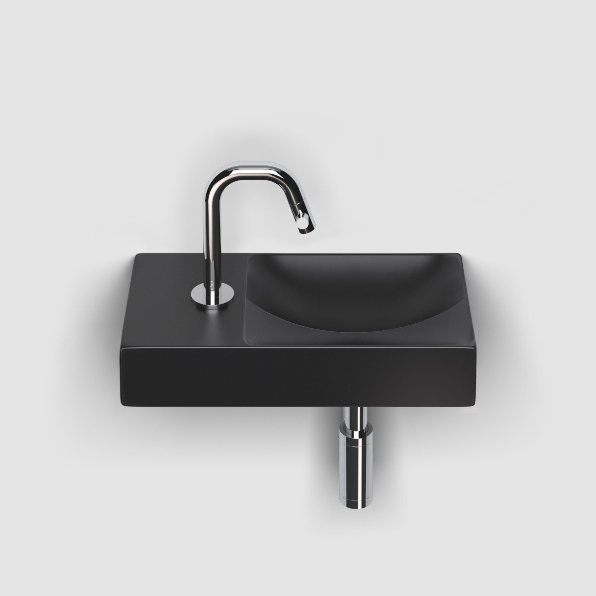 Clou - Vale Fontein Links 38cm, Met Kraangat, Mat Zwart Keramiek