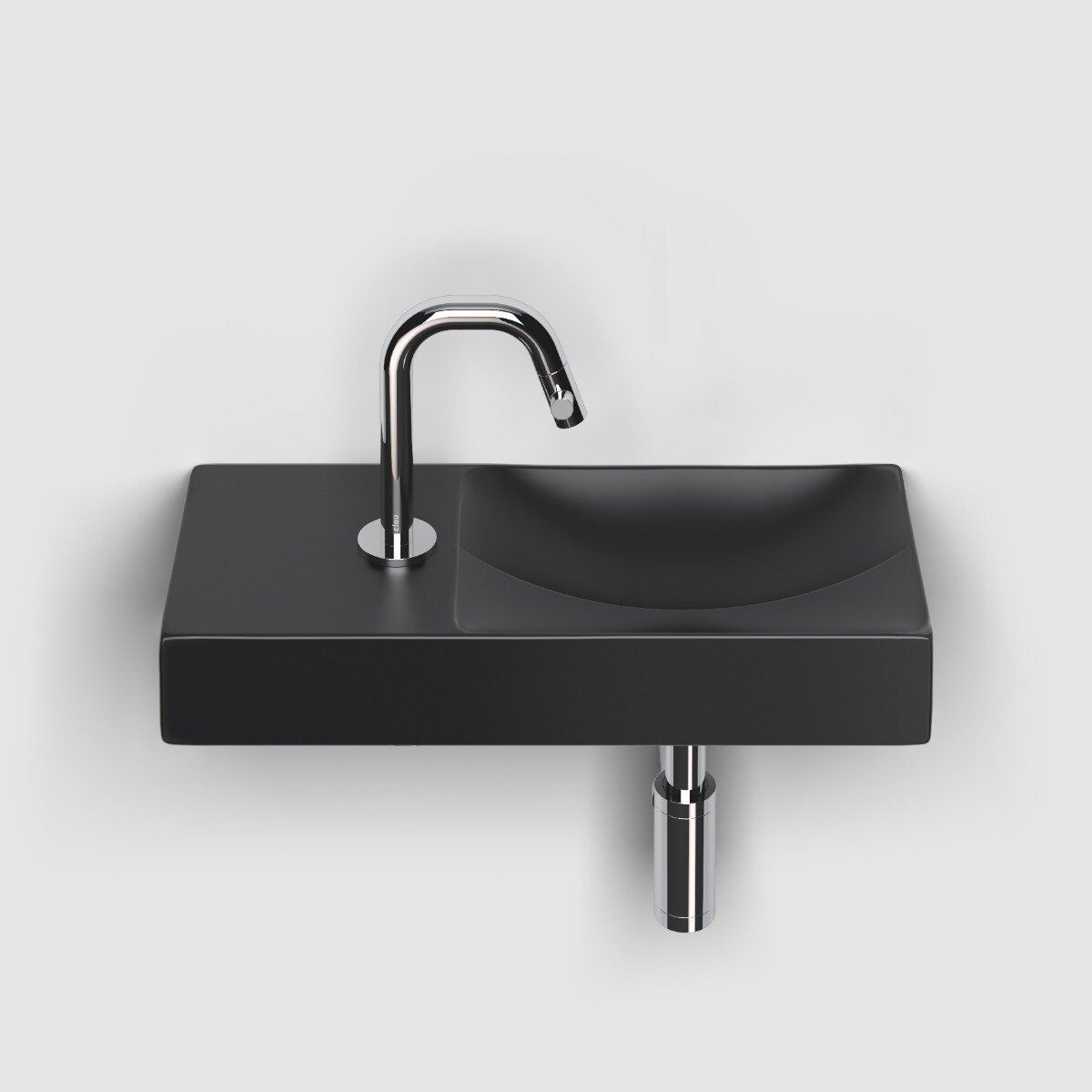 Clou - Vale Fontein Links 45cm, Met Kraangat, Mat Zwart Keramiek