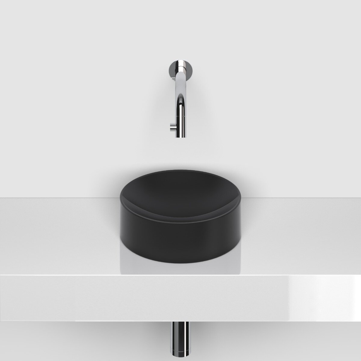 Clou - Vale Fontein, Ø22cm, Zonder Kranenbank, Mat Zwart Keramiek