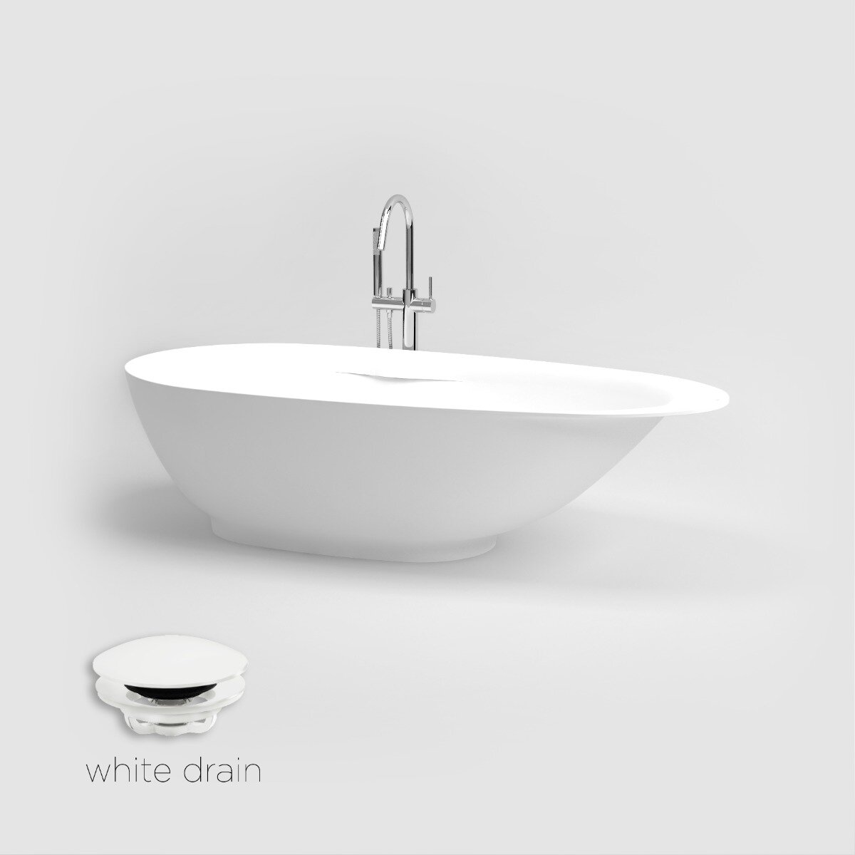 Clou - First Vrijstaand Ligbad, Aluite, Met Mat Witte Plug