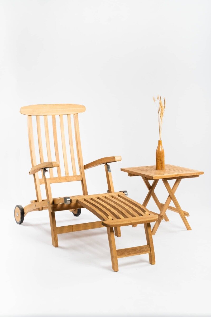 Deckchair met wielen met Slate tafeltje - TK-DC-MW-SLATE