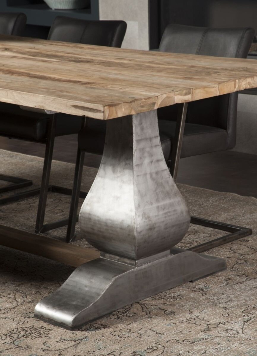 Prato | Industriële Teak Kloostertafel | 220x100x78 | 4 dik blad - TWR-PF0091