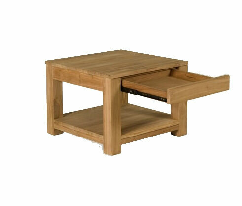 Dico - Teakhouten bijzettafel 60x60x45 met lade