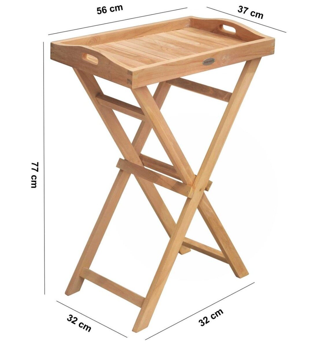 Teak  Dienblad Tuintafel | 56x36x80 | Afneembare Tray - DEVI-SAC014