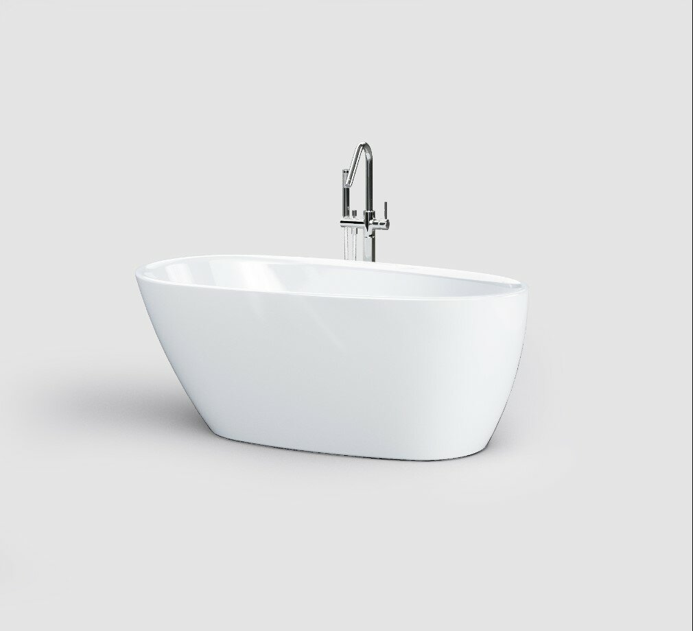 Clou - Inbe Vrijstaand Bad, Asymmetrisch, Wit Acryl, Met Glanzend Witte Plug En Overloop