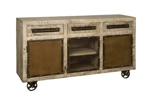 W/N Iron Kast | 3 Deuren | 3 Laden | 153x40x88 - TWR-IF00784
