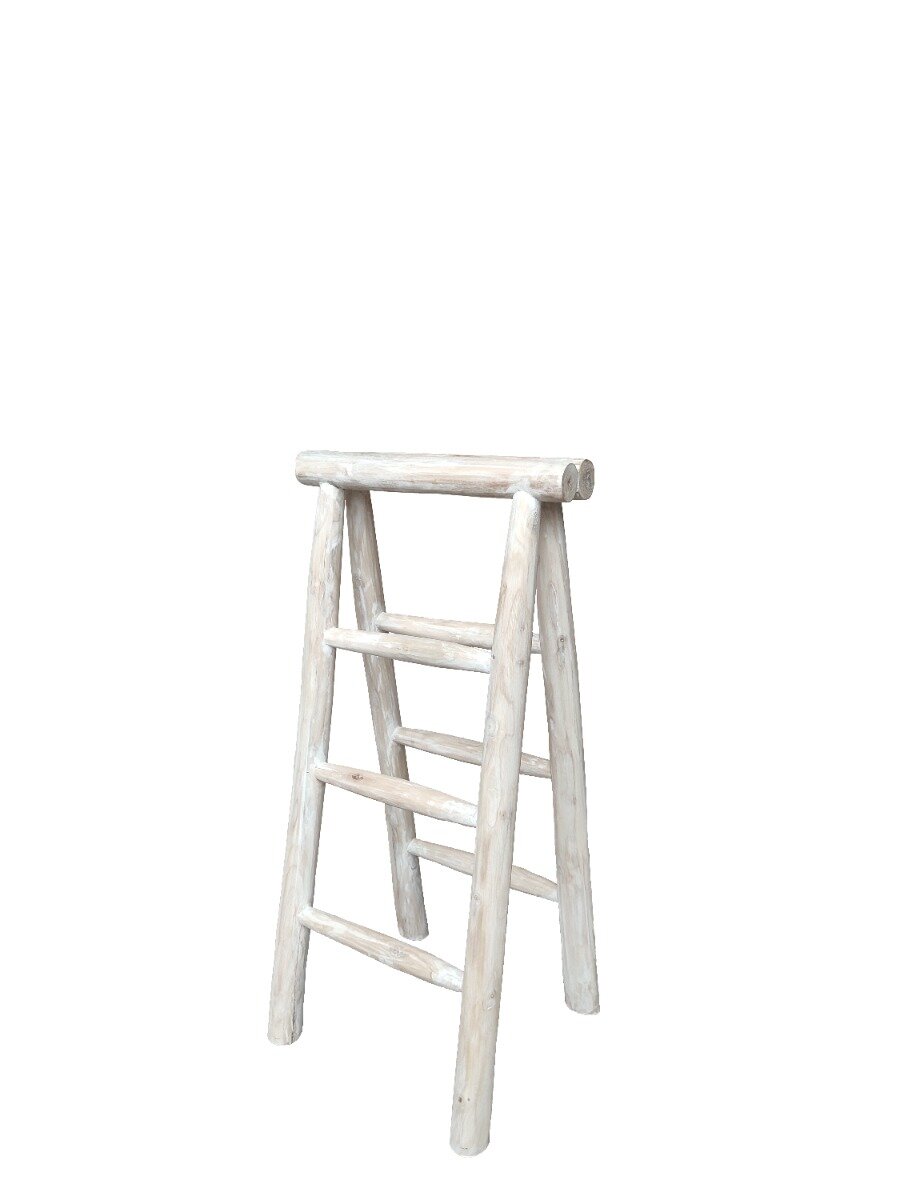 Teak kledingladder White-Washed 50x5x100