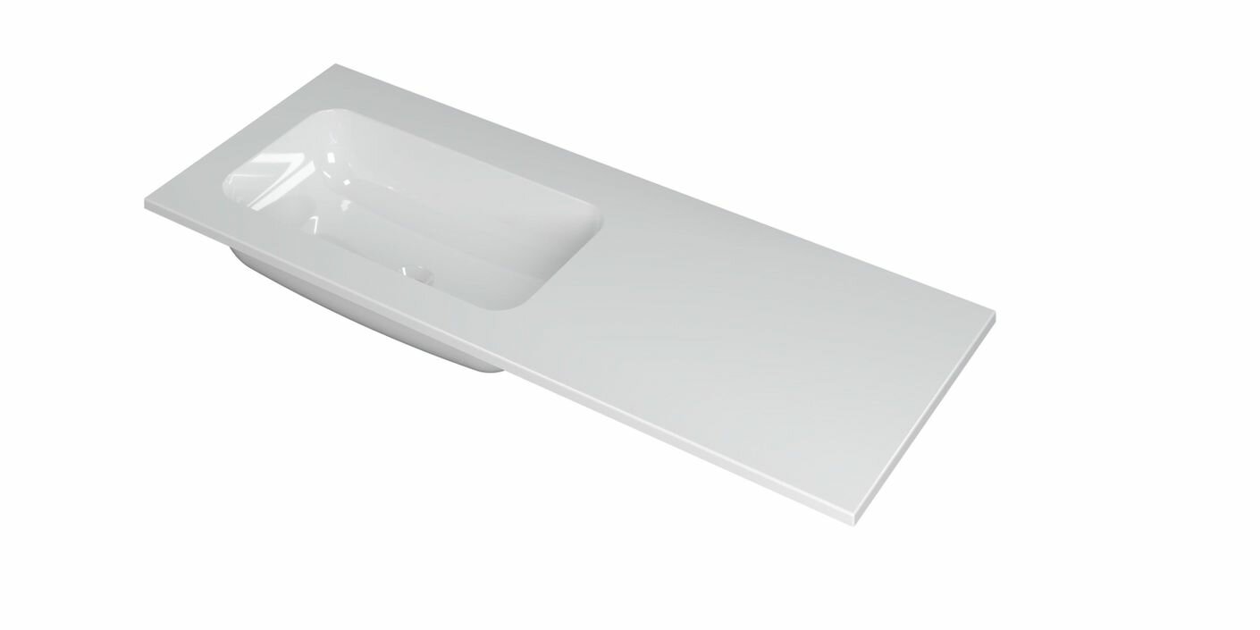Ink Faktor Wastafel polystone links zonder kraangat - Glans wit - 1200x450x15 mm (bxdxh)