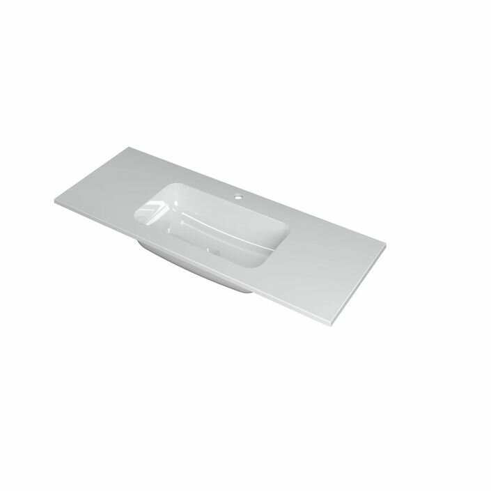 Ink Faktor Wastafel polystone midden met 1 kraangat - Mat wit - 1200x450x15 mm (bxdxh)