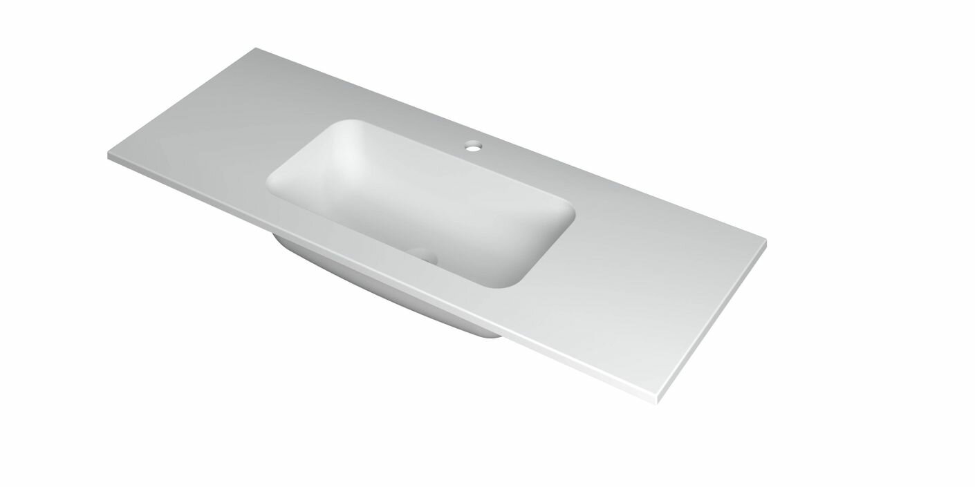 Ink Faktor Wastafel polystone midden zonder kraangat - mat wit - 1200x450x15 mm (bxdxh)