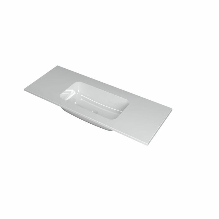 Ink Faktor Wastafel polystone midden zonder kraangat - Glanzend wit - 1200x450x15 mm (bxdxh)
