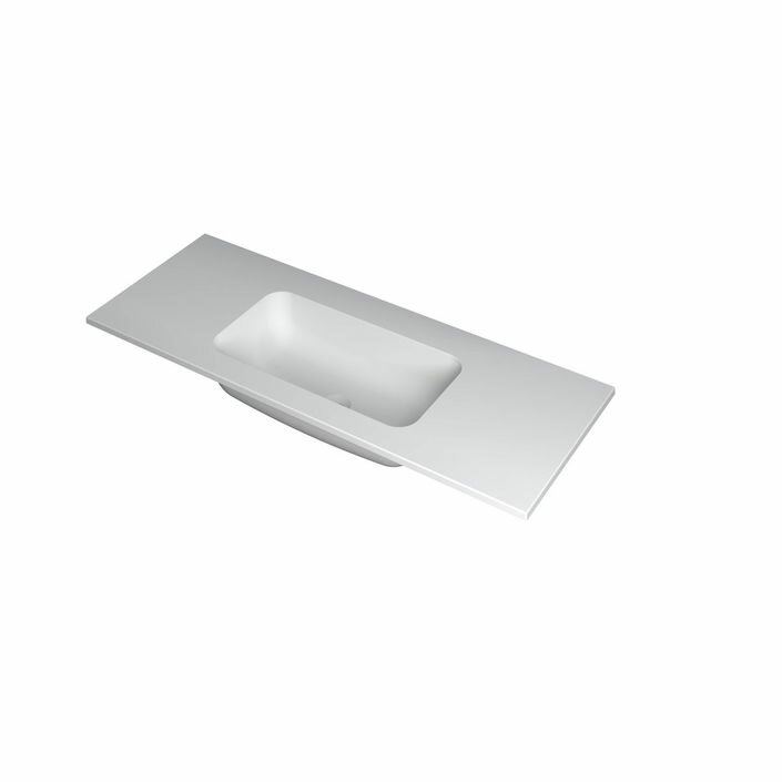 Ink Faktor Wastafel polystone midden zonder kraangat - Mat wit - 1200x450x15 mm (bxdxh)