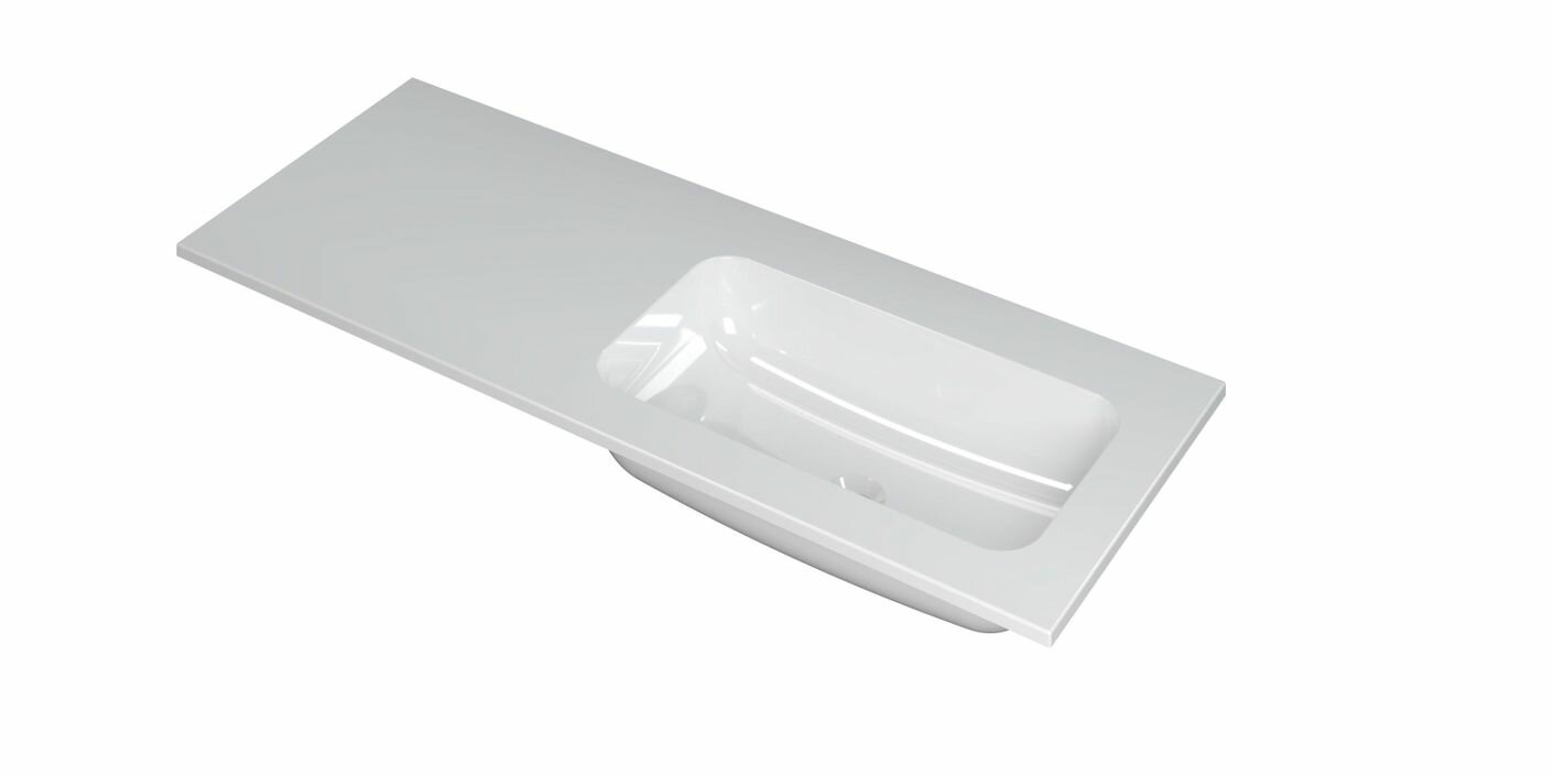 Ink Faktor Wastafel polystone rechts zonder kraangat - Glans wit - 1200x450x15 mm (bxdxh)