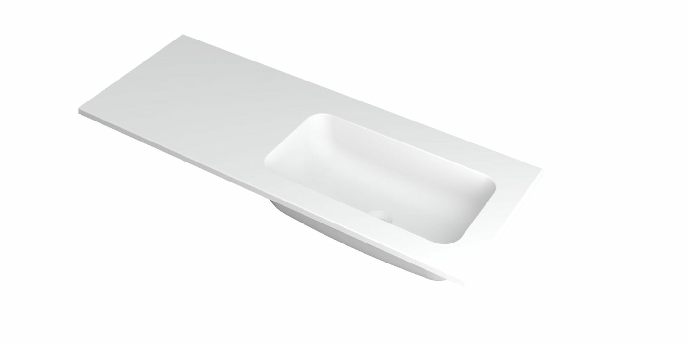 Ink Faktor Wastafel polystone rechts zonder kraangat - Mat wit - 1200x450x15 mm (bxdxh)