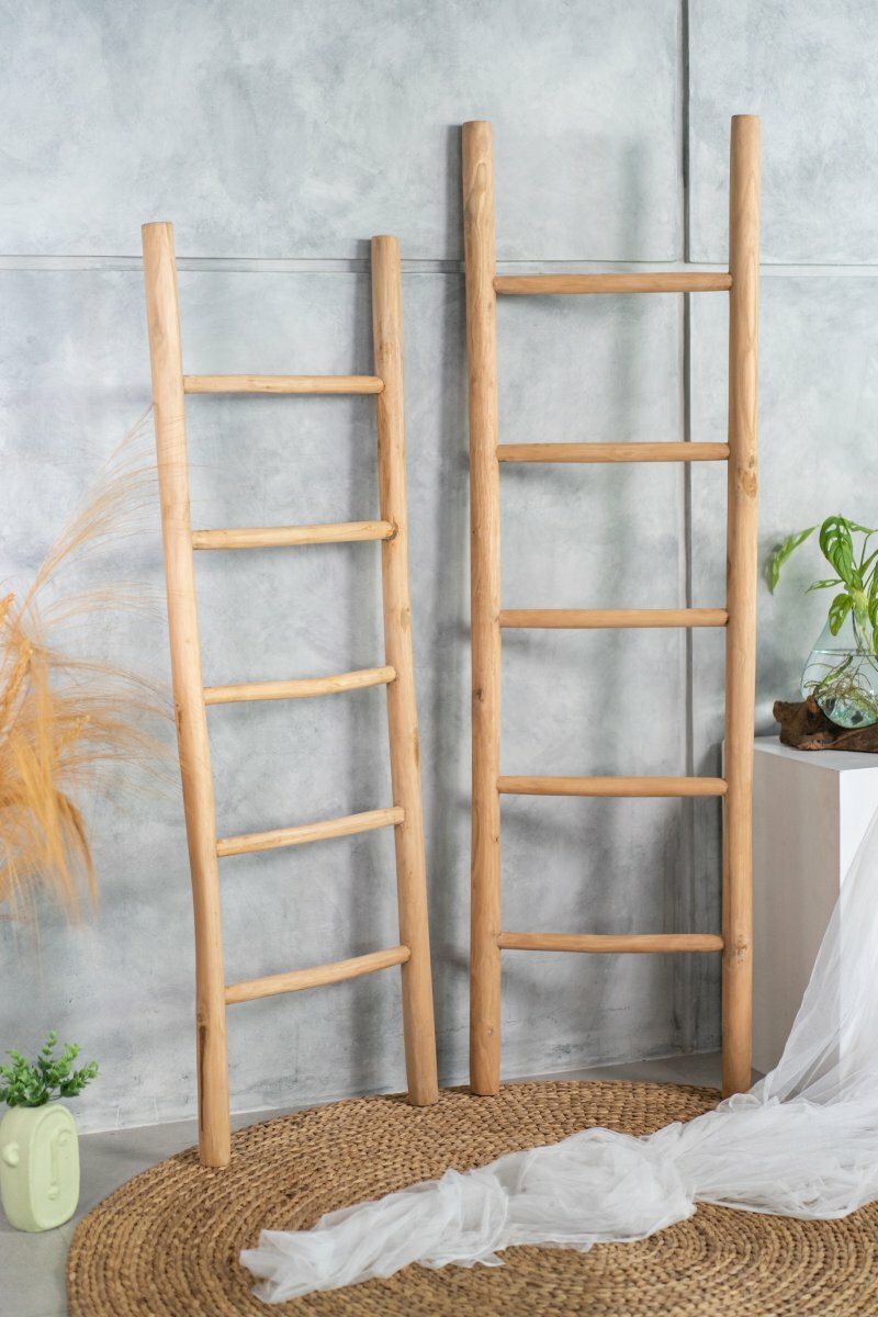 Teakhouten decoratie ladder | Naturel Teak | 50x5x150 - Decoratieladder-Teak-Naturel-150-50