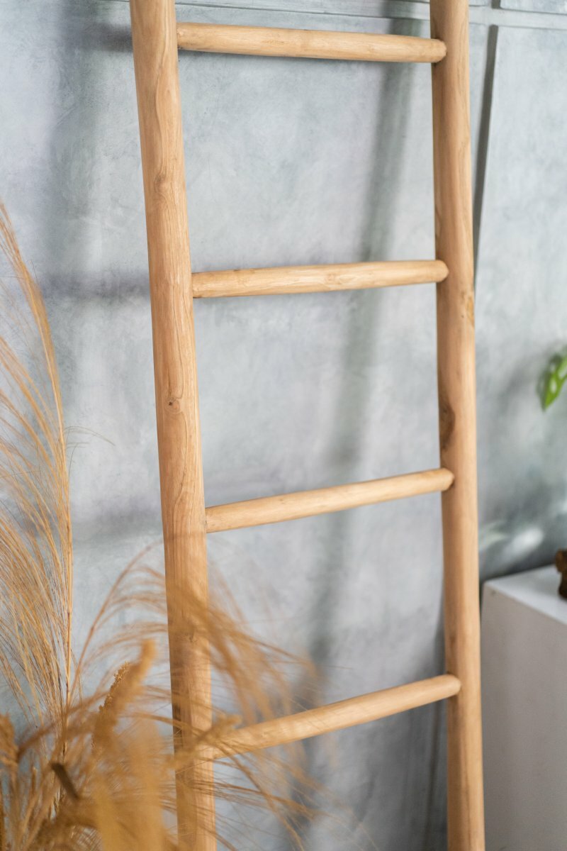 Teakhouten decoratie ladder | Naturel Teak | 50x5x150 - Decoratieladder-Teak-Naturel-150-50
