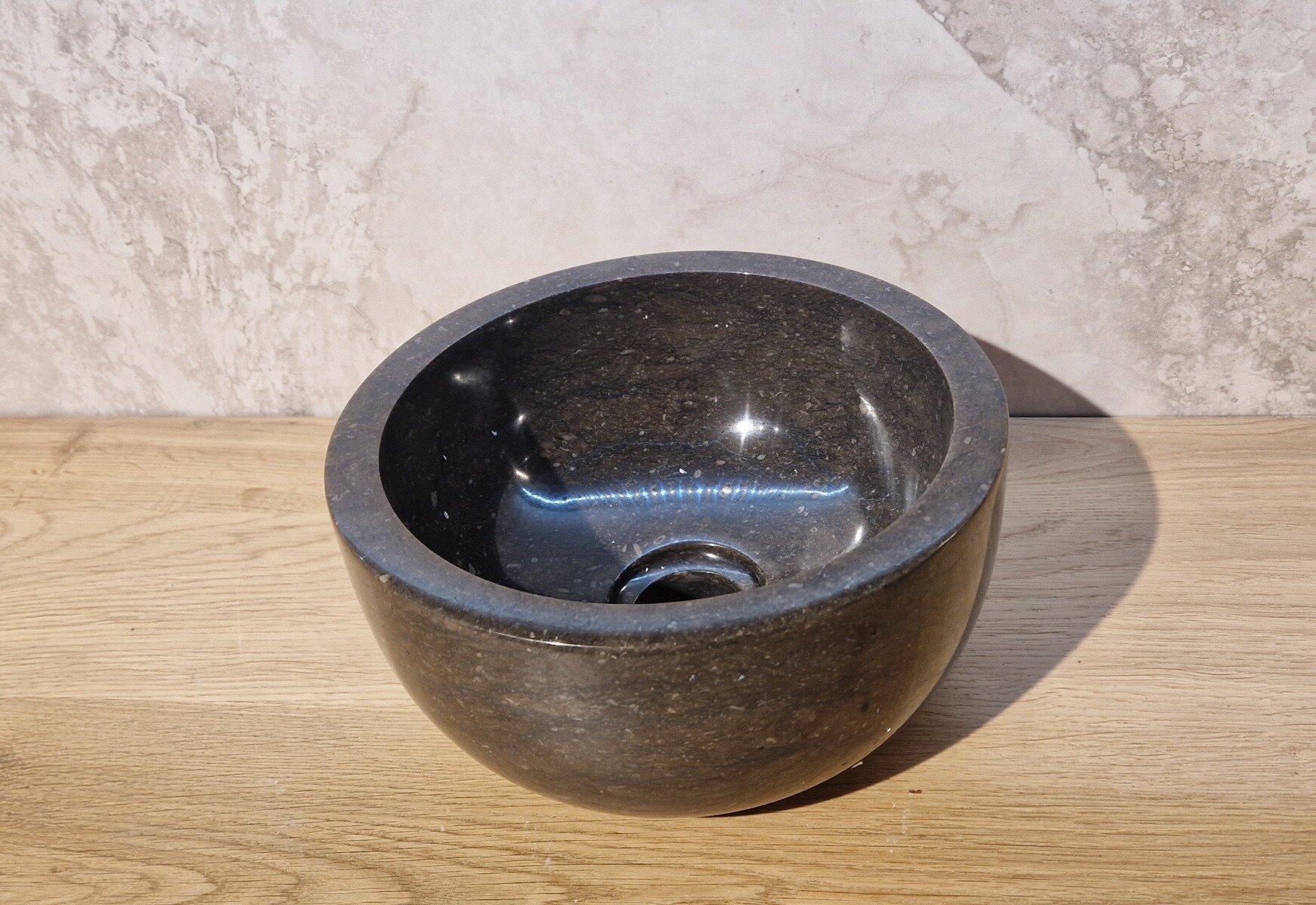 Waskom fontein 20 cm zwart marmer