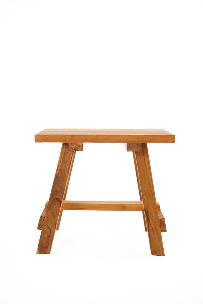 Teak Solid krukje met gesloten zitting, massief en stijlvol, afmetingen 50x30x45 cm