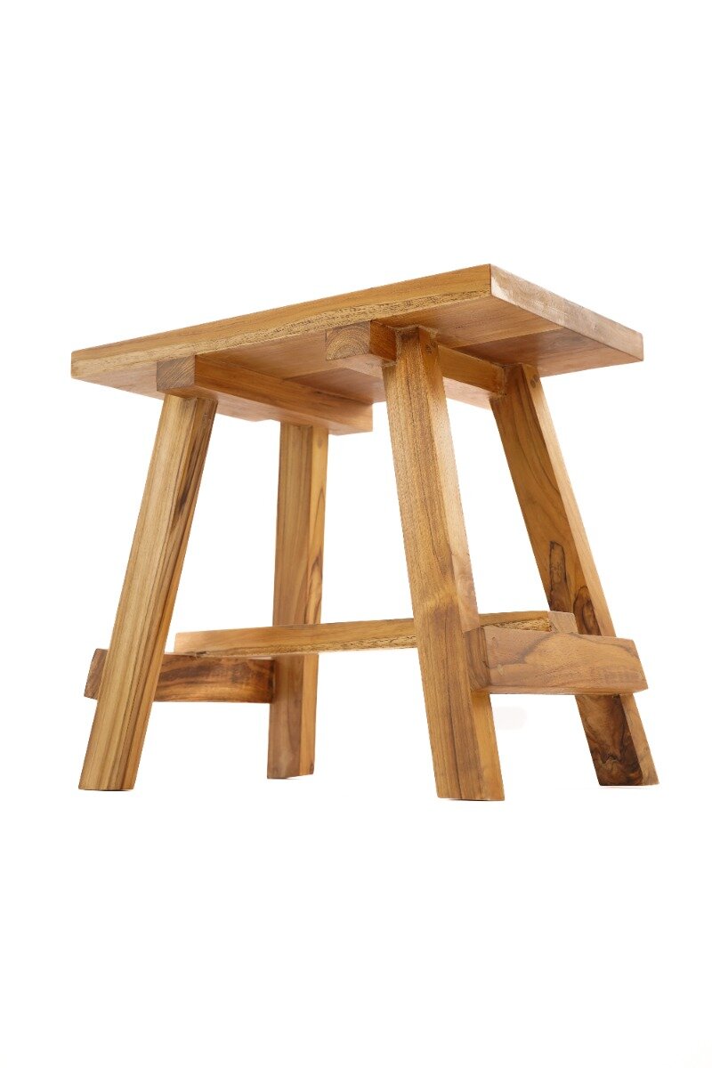 Teak Solid krukje met gesloten zitting, massief en stijlvol, afmetingen 50x30x45 cm
