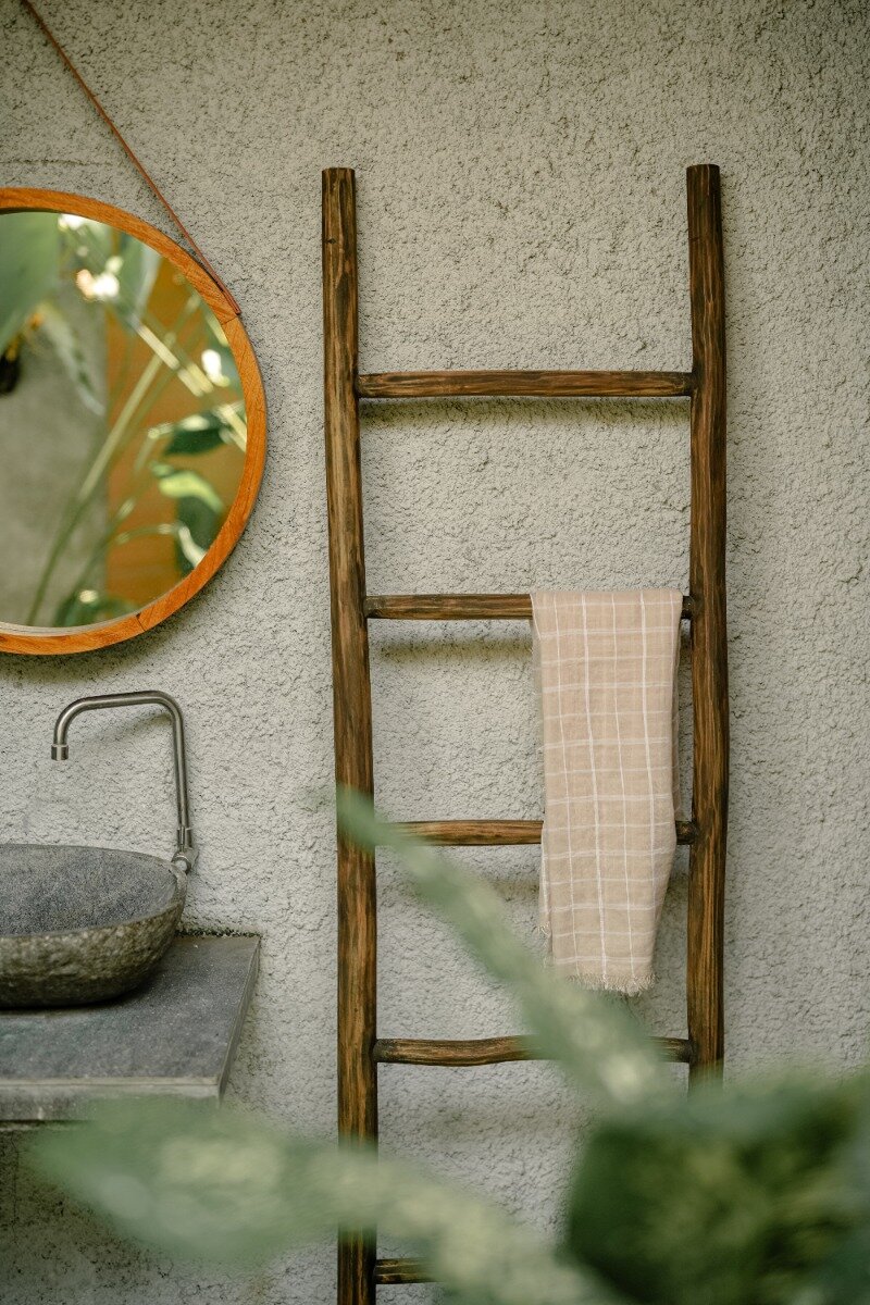 Teakhouten decoratie ladder | Rustiek Bruin | 50x5x175