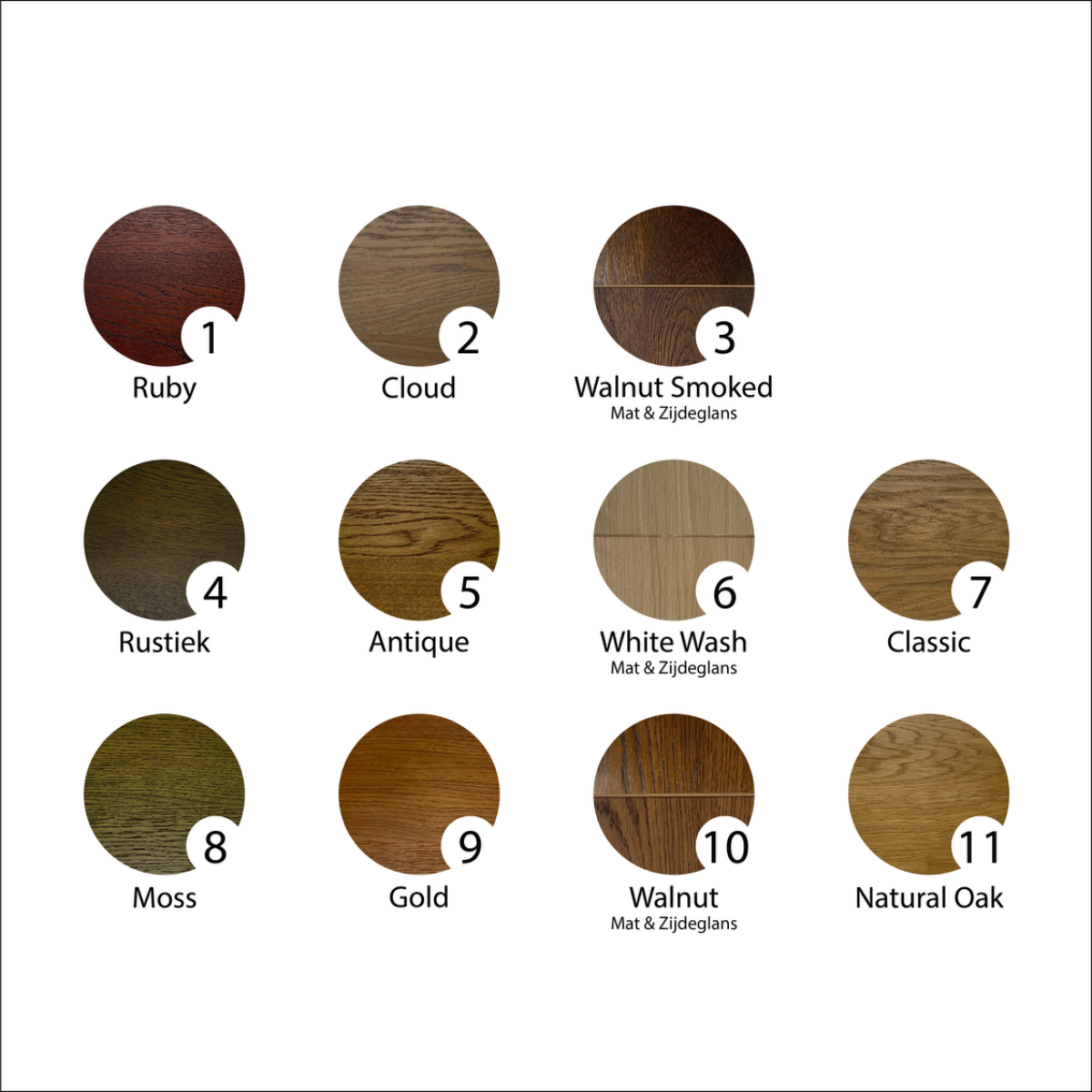 Olie kleuren swatches