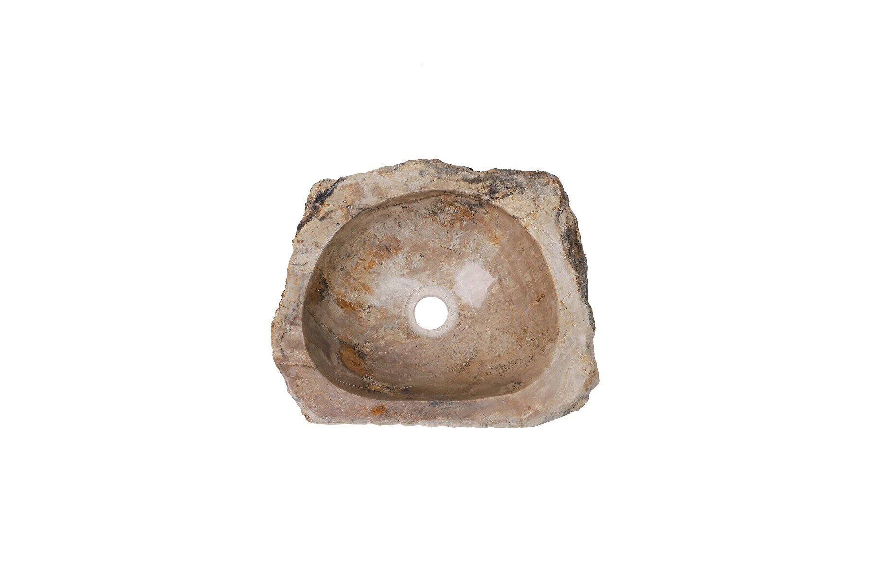  Versteende houten waskom Teakea 37x30x14 cm - compact en modern badkamerdesign.