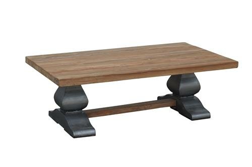 Prato | Industriële Teak Klooster salontafel | 135x75x45 | 4 dik blad - TWR-PF0095