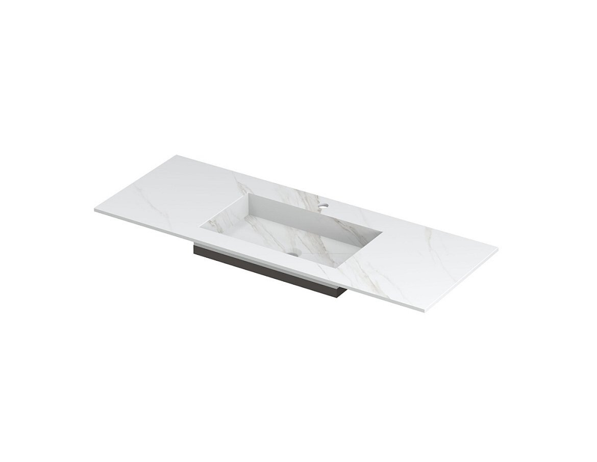 POST Wastafel met enkele wasbak in keramische slab met schuinaflopende envelop bodem 120 x 45 x 1 wasbak midden