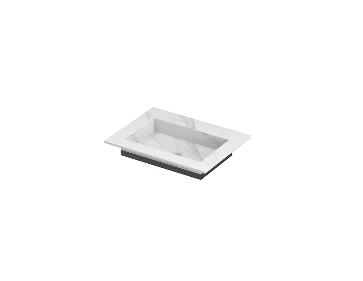 POST Wastafel met enkele wasbak in keramische slab met schuinaflopende envelop bodem 60 x 45 x 1