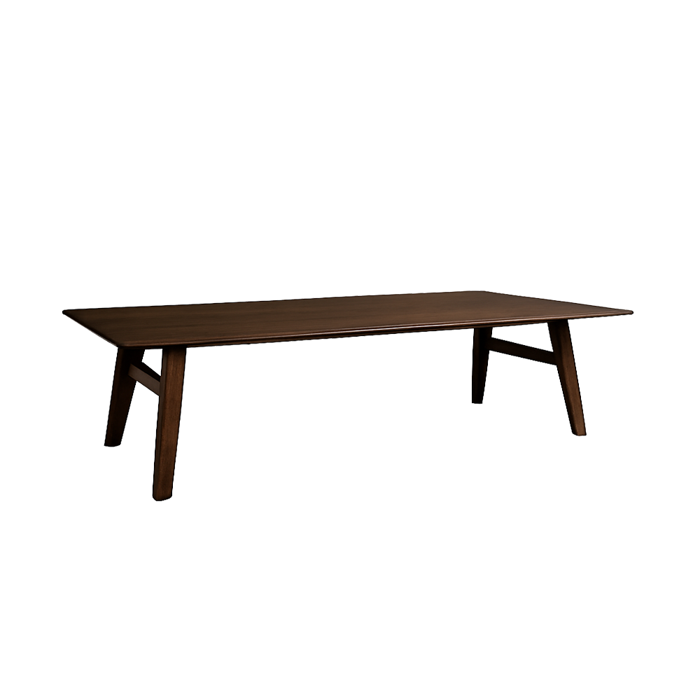 Aura salontafel 140 cm massief acaciahout, modern design, strakke poten, woonkamer.