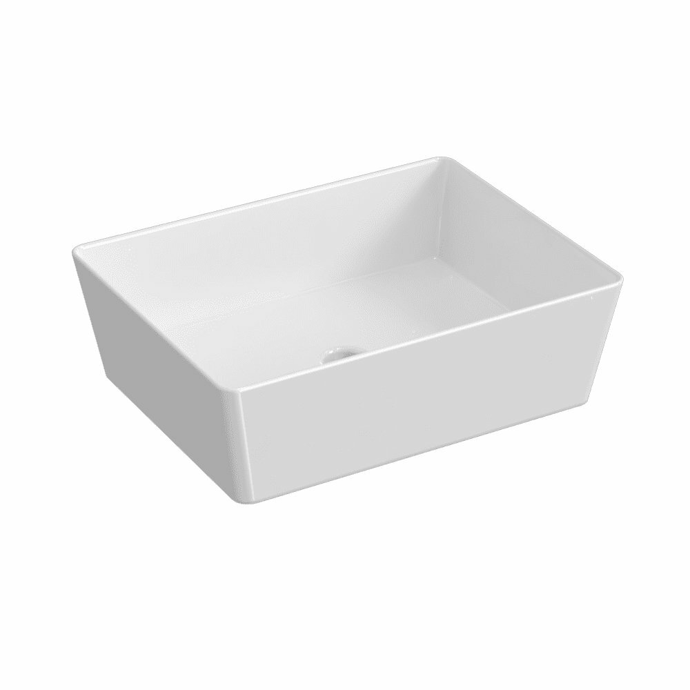 Blinq Couleur opzetwastafel rechthoekig 50x38cm - glans wit
